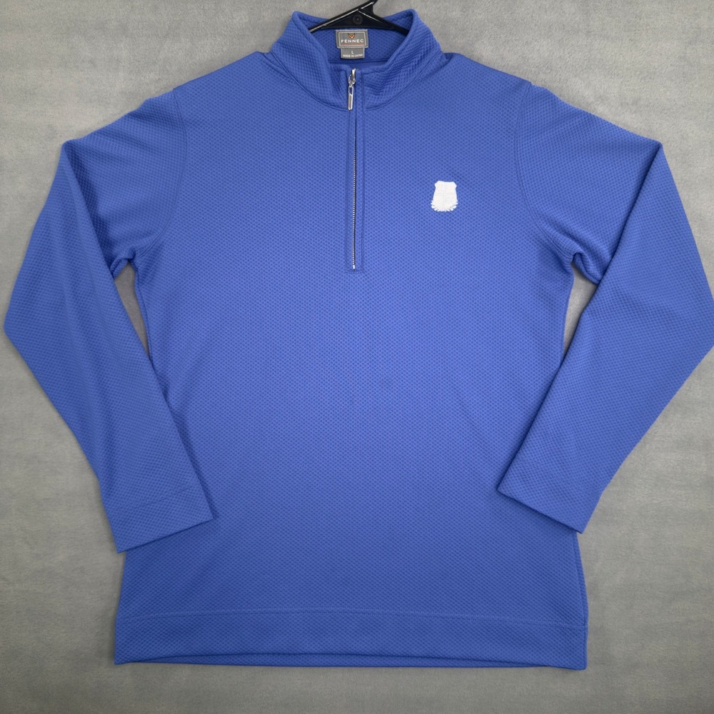 Fennec Golf Mens Blue Quarter Zip Pullover Textured Performance‎ Shirt Large